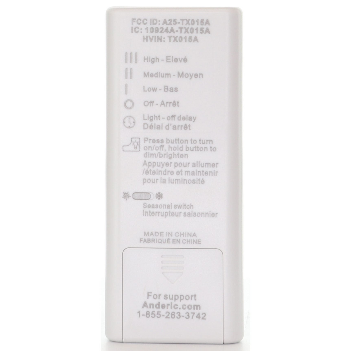 Anderic Substitute for Harbor Breeze A25-TX015A Ceiling Fan Remote Control TX015A For Sailstream Fan [RRTX015]