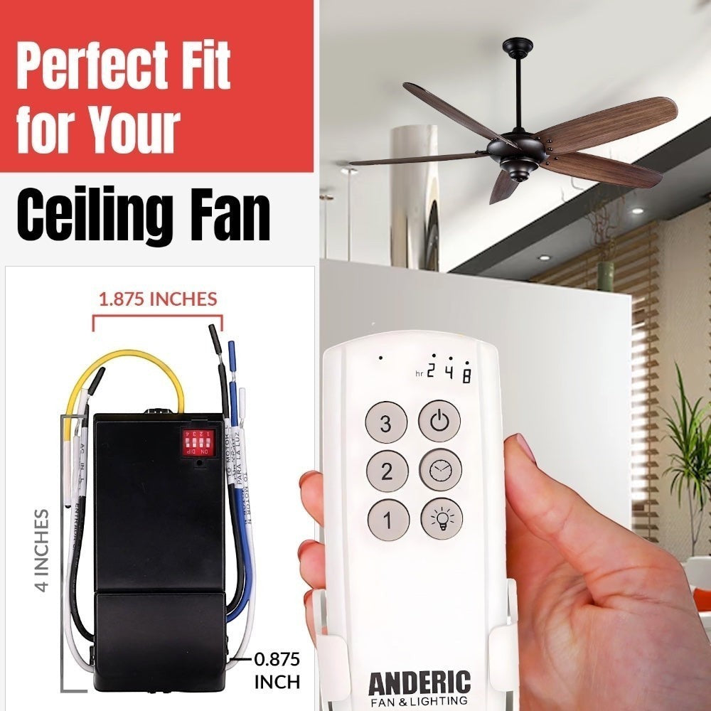 Anderic Substitute Kit for Hunter K6266-01 IN2TX49 Ceiling Fan Remote Control [63T-AC83T-KIT]