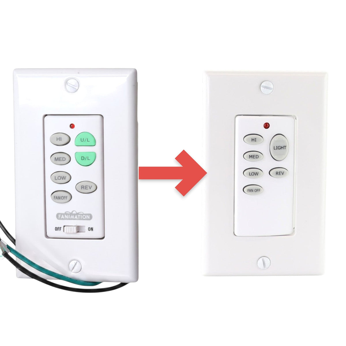 Anderic Substitute for Fanimation C23 Wall Switch Ceiling Fan Remote Control with UP & DOWN light and Rev UC-9051T [CHQ9051T Wireless]
