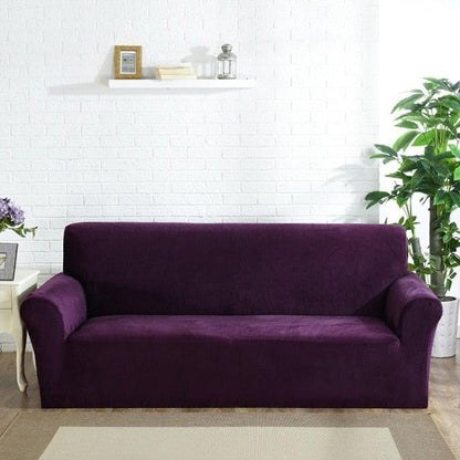 High Quality Velvet Plush Sofa Cover for Living Room Sectional Couch Cover Elastic Case Sofa Slipcover Stretch 1/2/3/4 Seater Velvet Sofa Couch Furniture Protector Soft Anti-Slip High Stretch