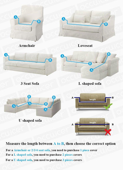 High Quality Velvet Plush Sofa Cover for Living Room Sectional Couch Cover Elastic Case Sofa Slipcover Stretch 1/2/3/4 Seater Velvet Sofa Couch Furniture Protector Soft Anti-Slip High Stretch